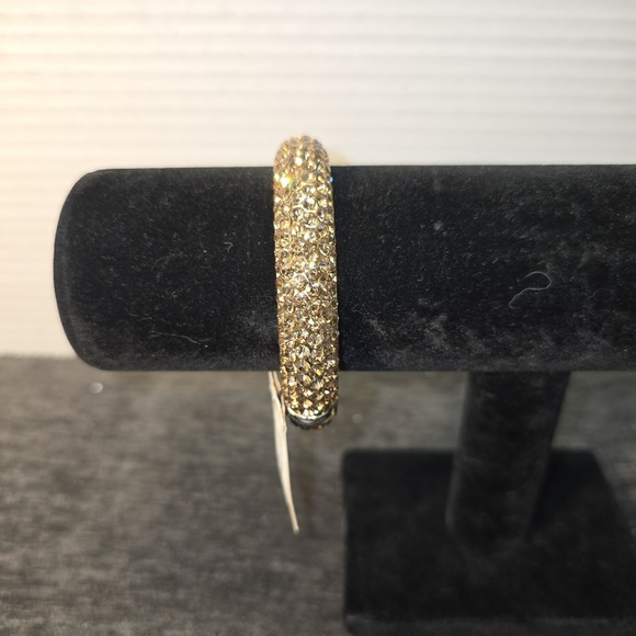 Swarovski Gold Crystal Bangle Bracelet Sparkly Rhinestone Elegant Jewelry - Picture 1 of 4